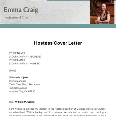 hostess cover letter|hostess letter template.